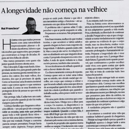 A longevidade não começa na velhice