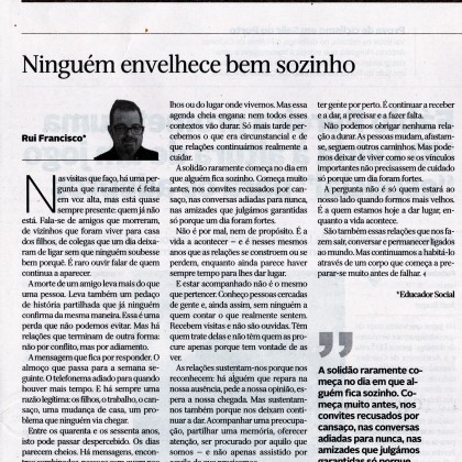 Ninguém envelhece bem sozinho